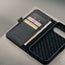 Card slots inside the Black with Red Stitching Leather Case for the Google Pixel 11 Pro