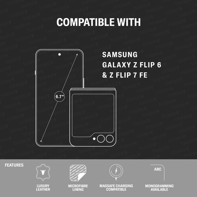 Compatibility of the Black with Red Detail Leather Case for Samsung Galaxy Z Flip6