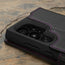 Camera cutout on the Black with Purple Detail Leather Wallet Case for Samsung Galaxy S24 Ultra