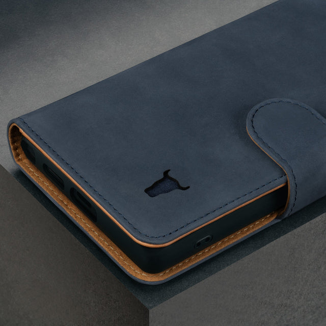 Blue Nubuck Leather Detachable Case for Galaxy S25 Ultra