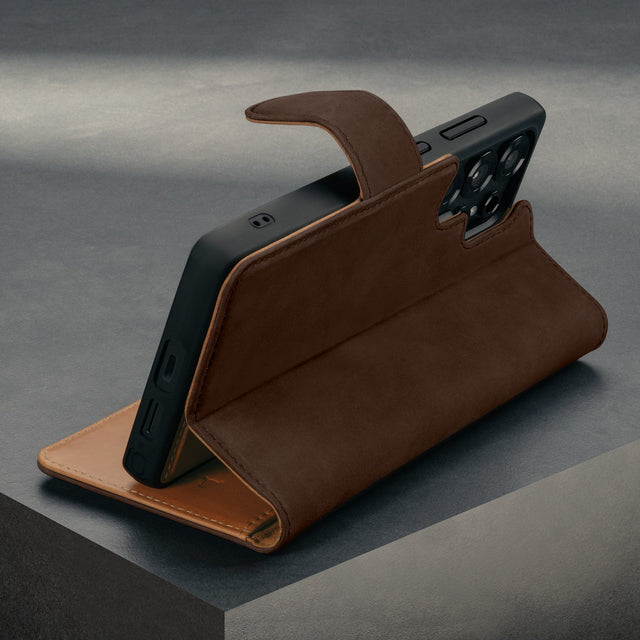 Dark Brown Nubuck Leather Detachable Case for Galaxy S25 Ultra
