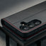 Camera cutout on the Black with Red Detail Leather Stand Case for Galaxy S26