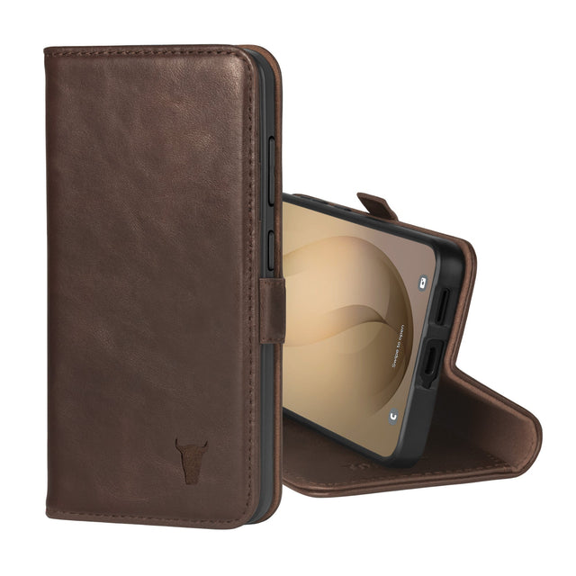 Dark Brown Leather Stand Case for Galaxy S26