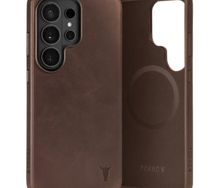 Dark Brown Leather Bumper Case for Galaxy S26 Ultra