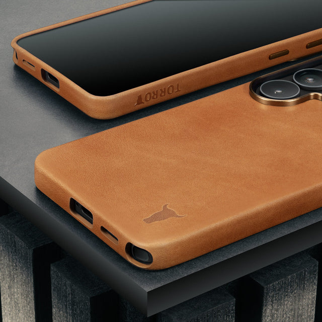 Tan Leather Bumper Case for Galaxy S26 Ultra