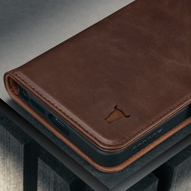 Dark Brown Leather Stand Case for Galaxy S26 Ultra