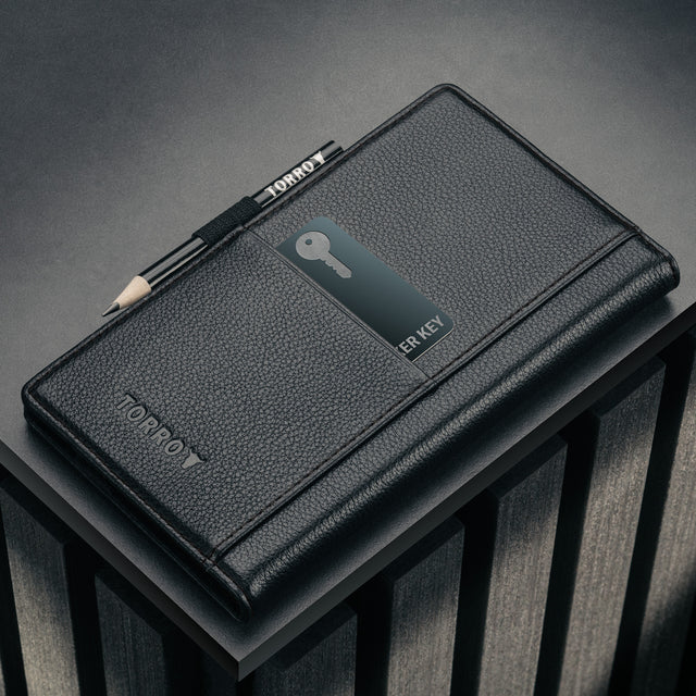 Card storage slot on the back of the Black Leather Golf Scorecard Holder