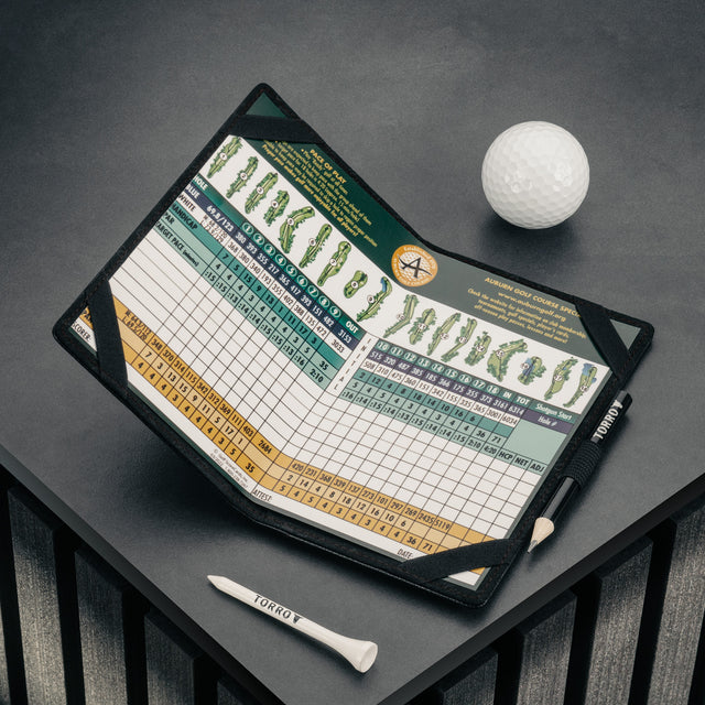 Scorecard in the Black Leather Golf Scorecard Holder