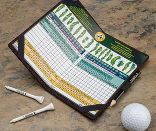 Scorecard inside the Black with Red Detail Leather Golf Scorecard Holder