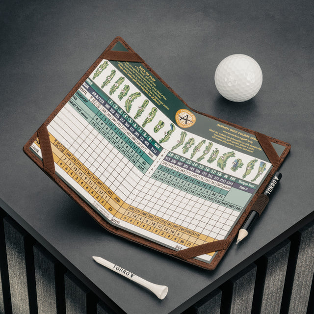 Scorecard in the Dark Brown Leather Golf Scorecard Holder