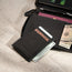 Black Leather with Turquoise Stitching Solo Travel Wallet