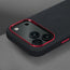 Metallic camera lip on the Black with Red Detail Woven Fabric Bumper Case for iPhone 17 Pro Max