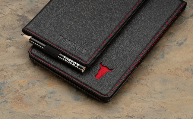 Leather Golf Scorecard Holder and Yardage Book Cover Feature Focus