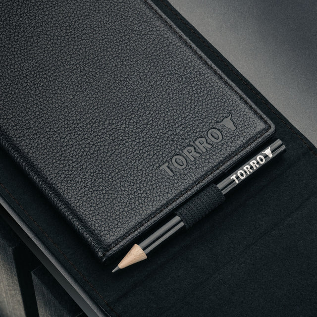 Magnetically attachable scorecard of the Black Leather Golf Scorecard & Yardage Book Holder