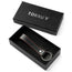 Black Leather (with red stitching) keyring presented in a gift box