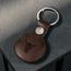 Back of the Dark Brown Leather Apple AirTag Holder Keyring showing TORRO bulls head logo