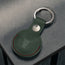 Back of the Green with Red Detail Leather Apple AirTag Holder Keyring