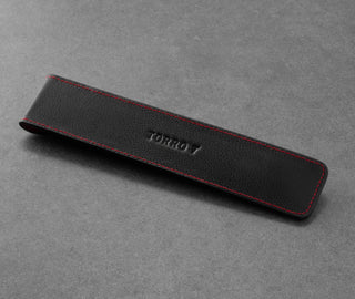 Back of the Black with Red Stitching Leather Apple Pencil Case / Sleeve