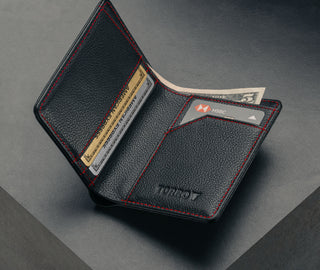 Inside of the Black (with Red Stitching) Bifold Leather Wallet
