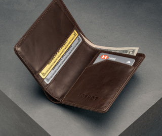 Interior view of the Dark Brown Bifold Leather Wallet with card slots