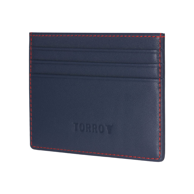 Navy Blue Leather Credit Card Holder