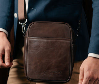 Dark Brown Leather Crossbody Shoulder Satchel Bag