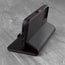 Integrated stand function of the Black Leather (with Red Stitching) Stand Case for iPhone 13 Mini