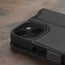 Camera cutout of the Black Leather Wallet Case for iPhone 15