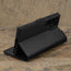 Stand feature of the Black Leather Wallet Case for Samsung Galaxy S24 Ultra